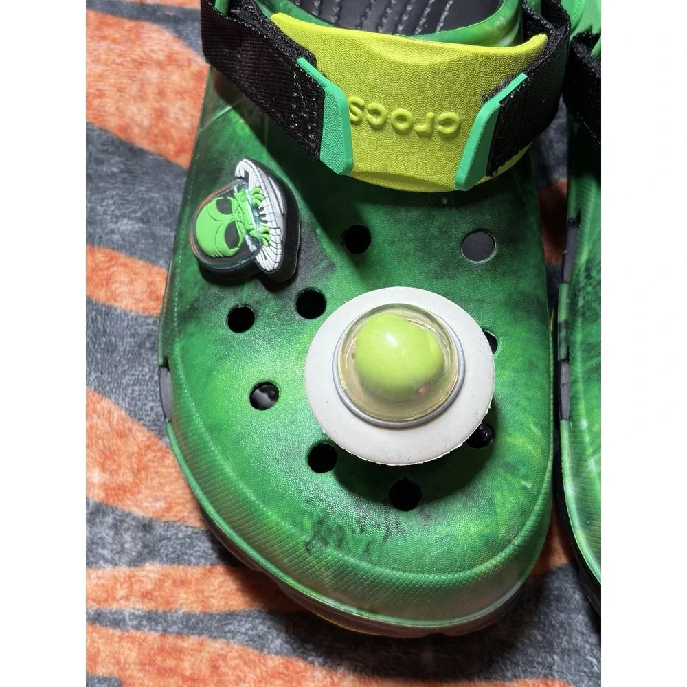 Crocs Ron English Area 54 Glow in the Dark Alien Green Men's Clog Sandals Size11